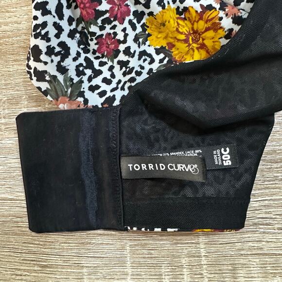 Torrid Curve Bra Womens Size 50C Animal Floral‎ Print Padded Nylon Lace Spandex - Picture 9 of 11